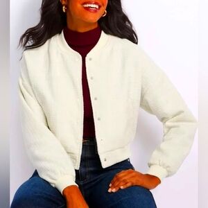 Vigoss Women's Sparkle Tweed Bomber Jacket